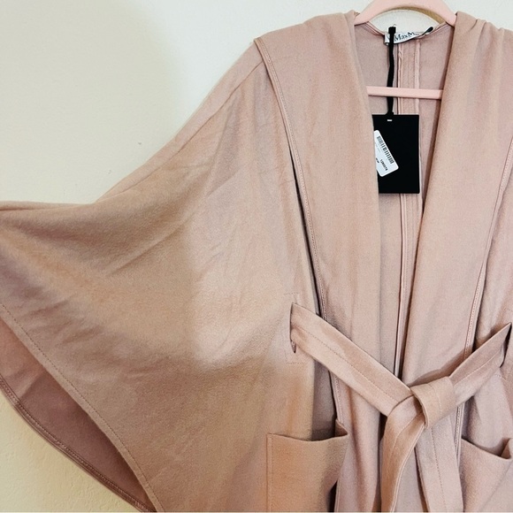 NWT MaxMara 100% Cashmere Wrap Coat One Size Pink Kimono hoodie Pockets - Picture 10 of 10
